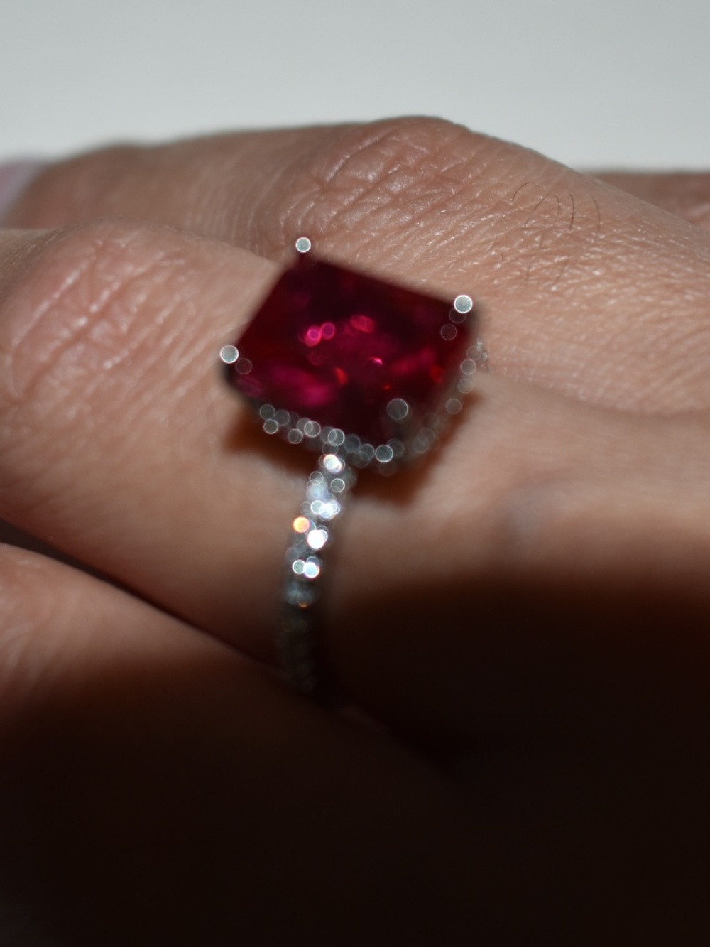 Moissanite 4ct Ruby Ring - Picture 2 of 10
